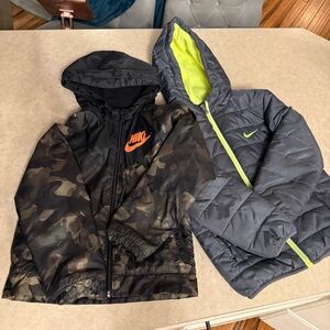 Nike Kids Camo and Nike Gray Puffer jackets